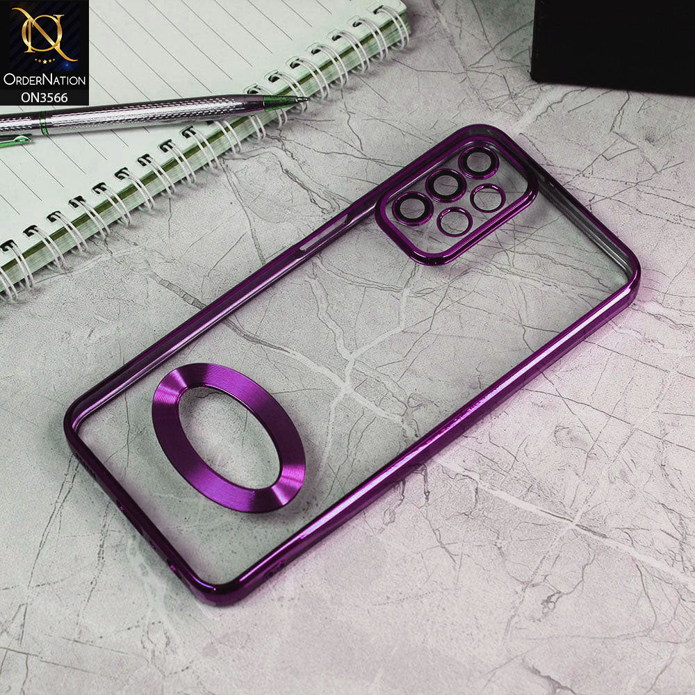 Samsung Galaxy A53 5G Cover - Purple - Electroplating Borders Logo Hole Camera Lens Protection Soft Silicone Case