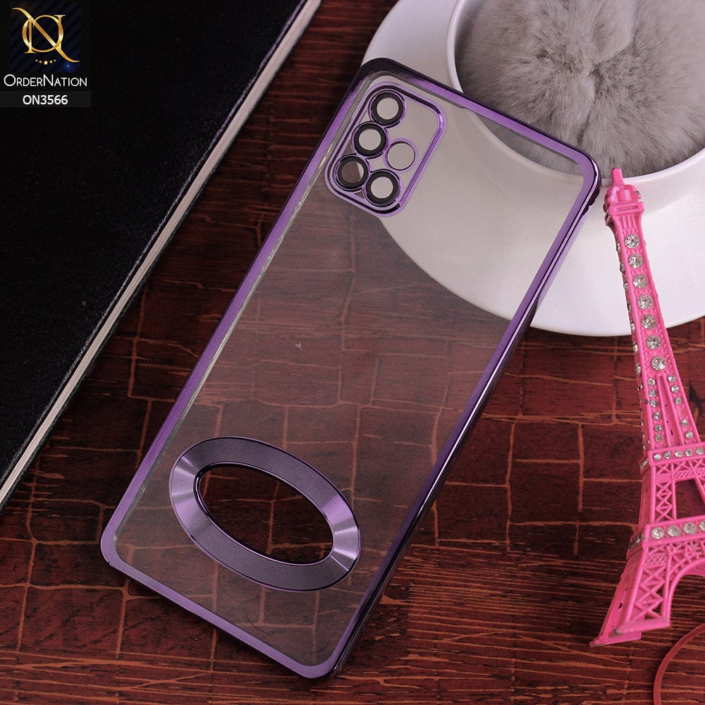 Samsung Galaxy A71 Cover  - Purple - Electroplating Borders Logo Hole Camera Lens Protection Soft Silicone Case