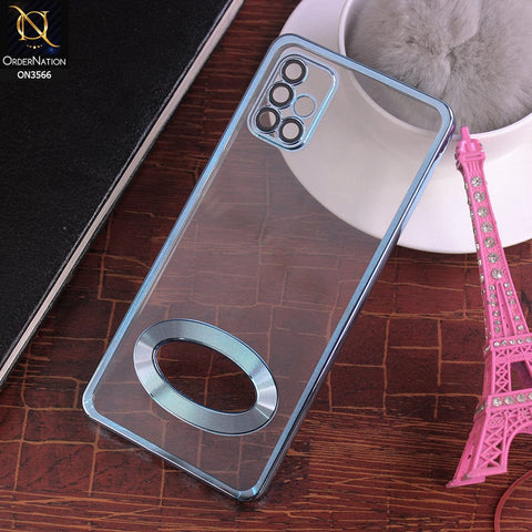 Samsung Galaxy A71 Cover  - Sierra Blue - Electroplating Borders Logo Hole Camera Lens Protection Soft Silicone Case