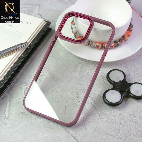 iPhone 15 Pro Max Cover - Magenta - Trendy Electroplating Camera Shiny Borders Crash Resistant Pc + Tpu Protection Case