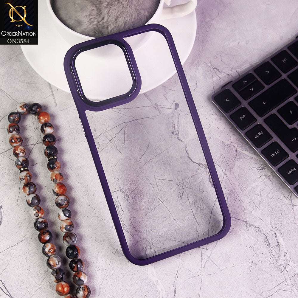 iPhone 14 Pro Max Cover - Purple - Trendy Electroplating Camera Shiny Borders Crash Resistant Pc + Tpu Protection Case