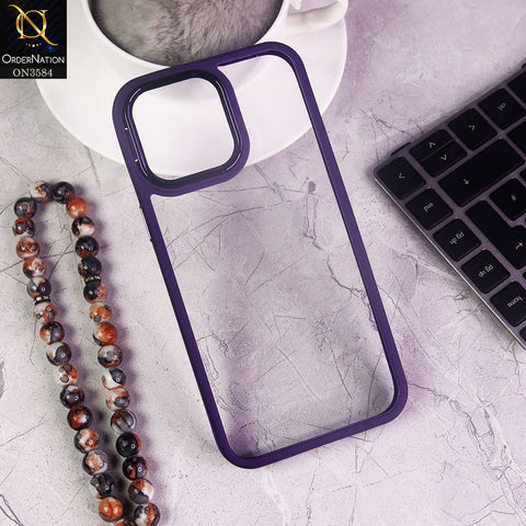 iPhone 13 Pro Max Cover - Purple - Trendy Electroplating Camera Shiny Borders Crash Resistant Pc + Tpu Protection Case