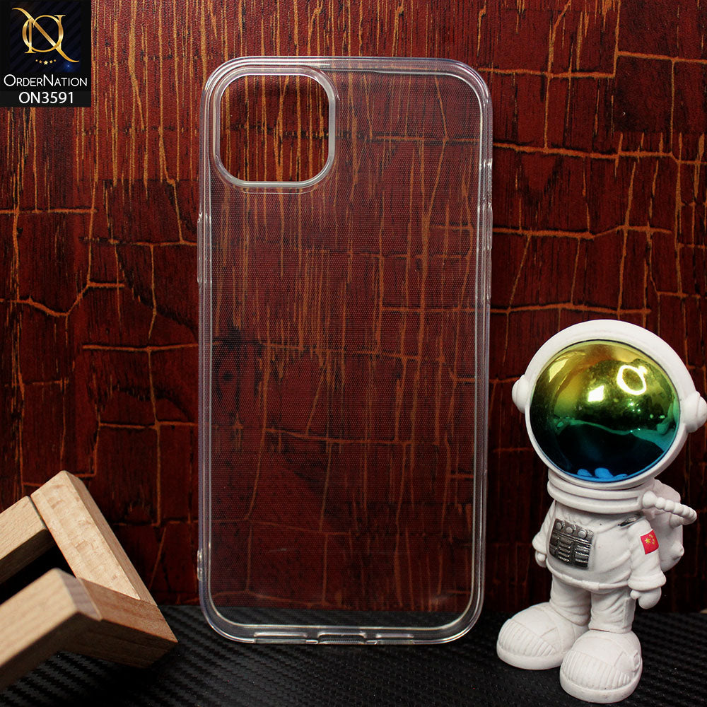 iPhone 15 Plus Cover - Soft 4D Design Shockproof Silicone Transparent Clear Camera Protection Case