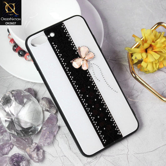 iPhone 8 Plus / 7 Plus Cover - Design 1 - Trendy Bling Diamond Soft Borders Fency Tempared Glass Case