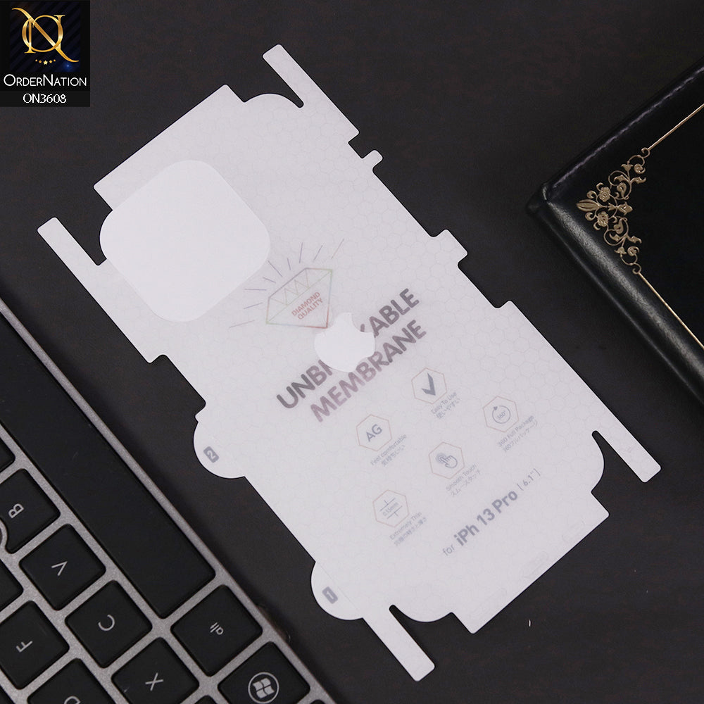 iPhone 13 Pro Sheet - Transparent  Unbreakable Membrane Shiny Film Back Protector Sheet
