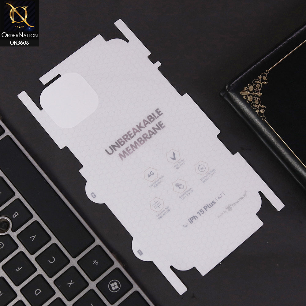 iPhone 15 Plus Sheet - Transparent  Unbreakable Membrane Shiny Film Back Protector Sheet