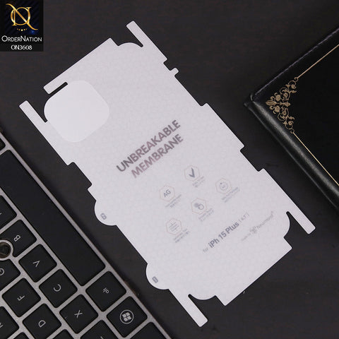 iPhone 15 Plus Sheet - Transparent  Unbreakable Membrane Shiny Film Back Protector Sheet