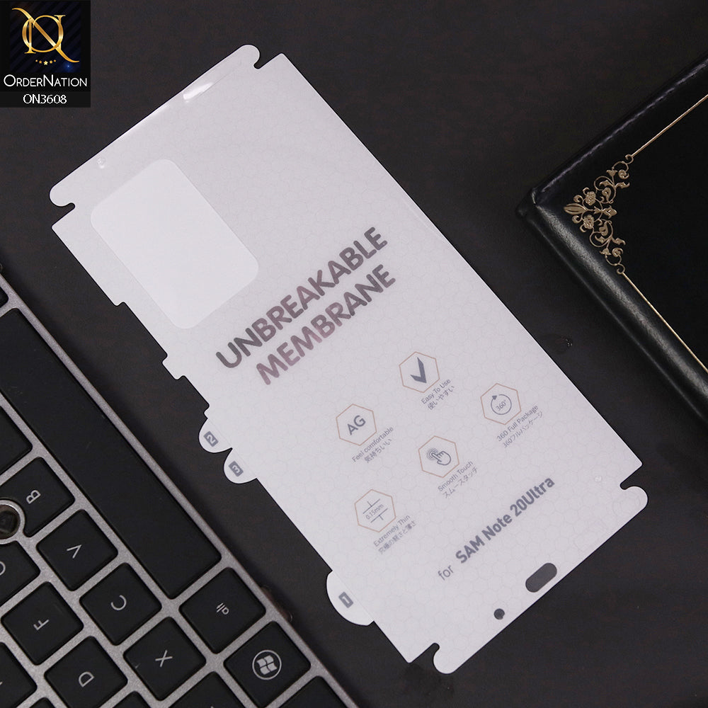 Samsung Galaxy Note 20 Ultra Sheet - Transparent  Unbreakable Membrane Shiny Film Back Protector Sheet