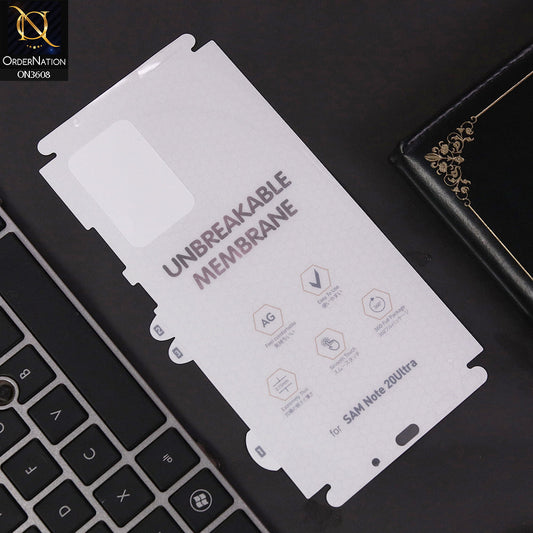 Samsung Galaxy Note 20 Ultra Sheet - Transparent  Unbreakable Membrane Shiny Film Back Protector Sheet