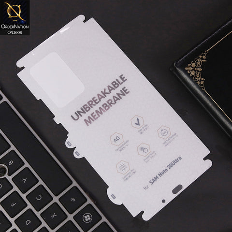 Samsung Galaxy Note 20 Ultra Sheet - Transparent  Unbreakable Membrane Shiny Film Back Protector Sheet