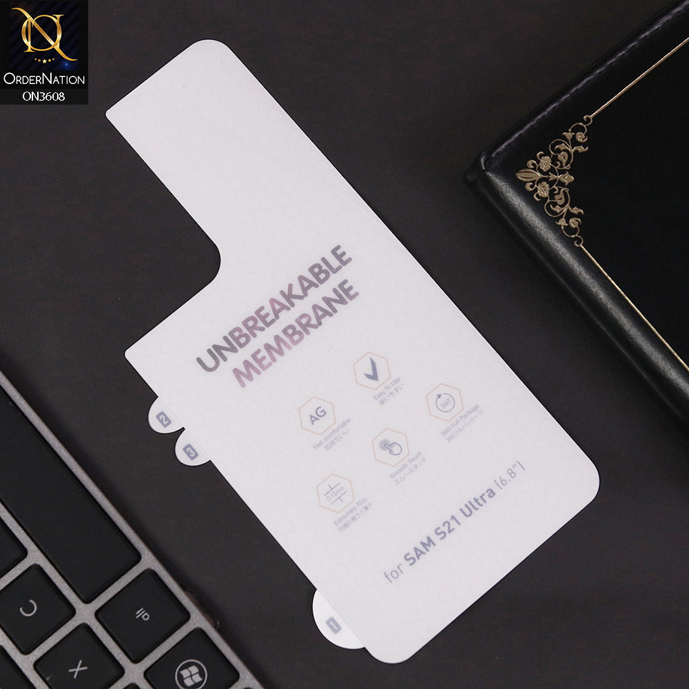Samsung Galaxy S21 Ultra Sheet - Transparent  Unbreakable Membrane Shiny Film Back Protector Sheet