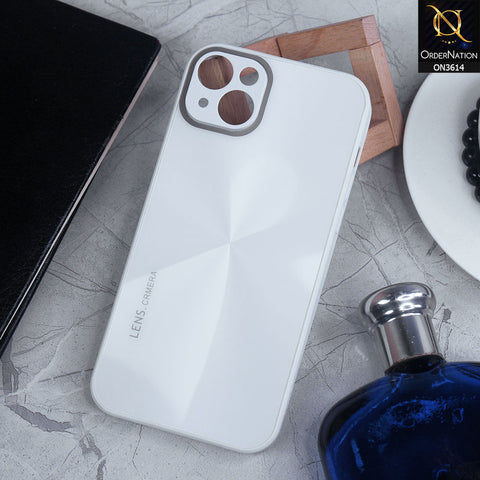 iPhone 14 Plus Cover - White - Radiant Diamond Ray Reflective Aluminum Furnish Soft Borders Cases