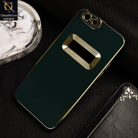 Oppo A39 Cover - Green -  All New Electroplating Borders With Logo Hole Protective Soft Silicon Case