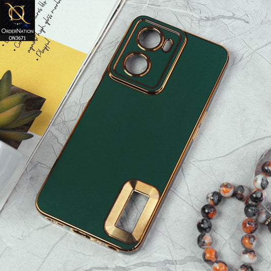 Oppo A77 4G 2022 Cover - Green -All New Electroplating Borders With Logo Hole Protective Soft Silicon Case
