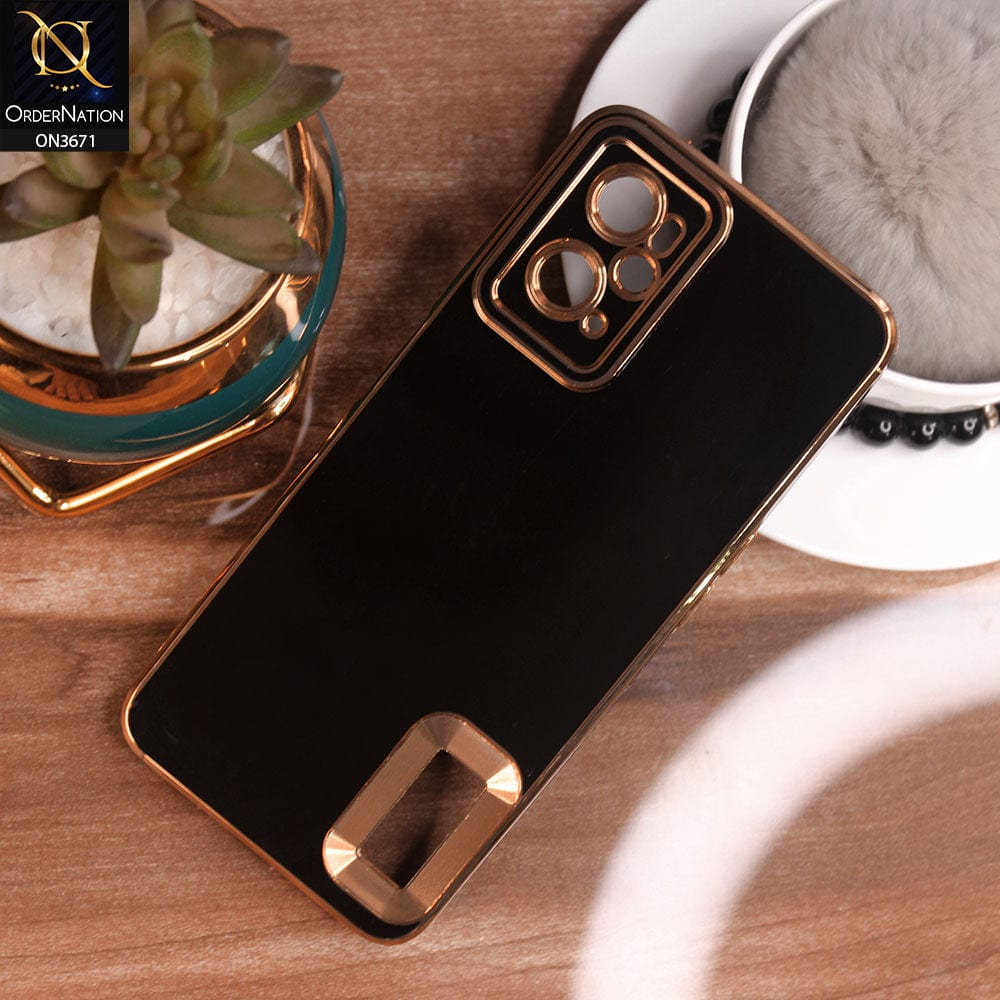 Oppo A36 Cover - Black - All New Electroplating Borders With Logo Hole Protective Soft Silicon Case