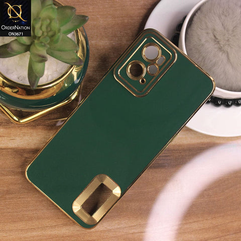 Oppo A76 Cover - Green - All New Electroplating Borders With Logo Hole Protective Soft Silicon Case