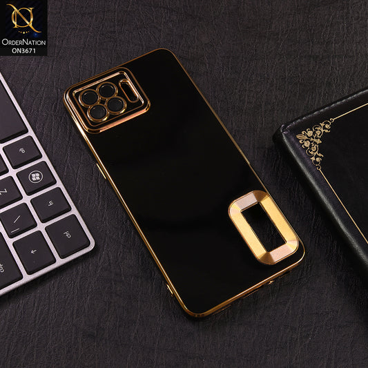 Oppo A93 Cover - Black - All New Electroplating Borders With Logo Hole Protective Soft Silicon Case