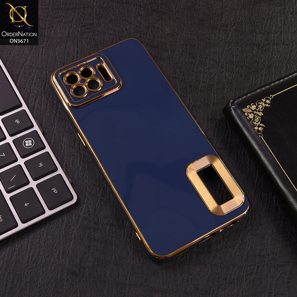 Oppo A73 Cover - Blue - All New Electroplating Borders With Logo Hole Protective Soft Silicon Case