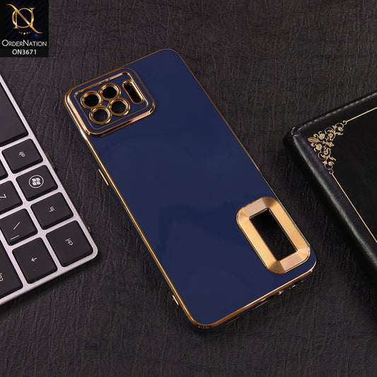 Oppo A93 Cover - Blue - All New Electroplating Borders With Logo Hole Protective Soft Silicon Case