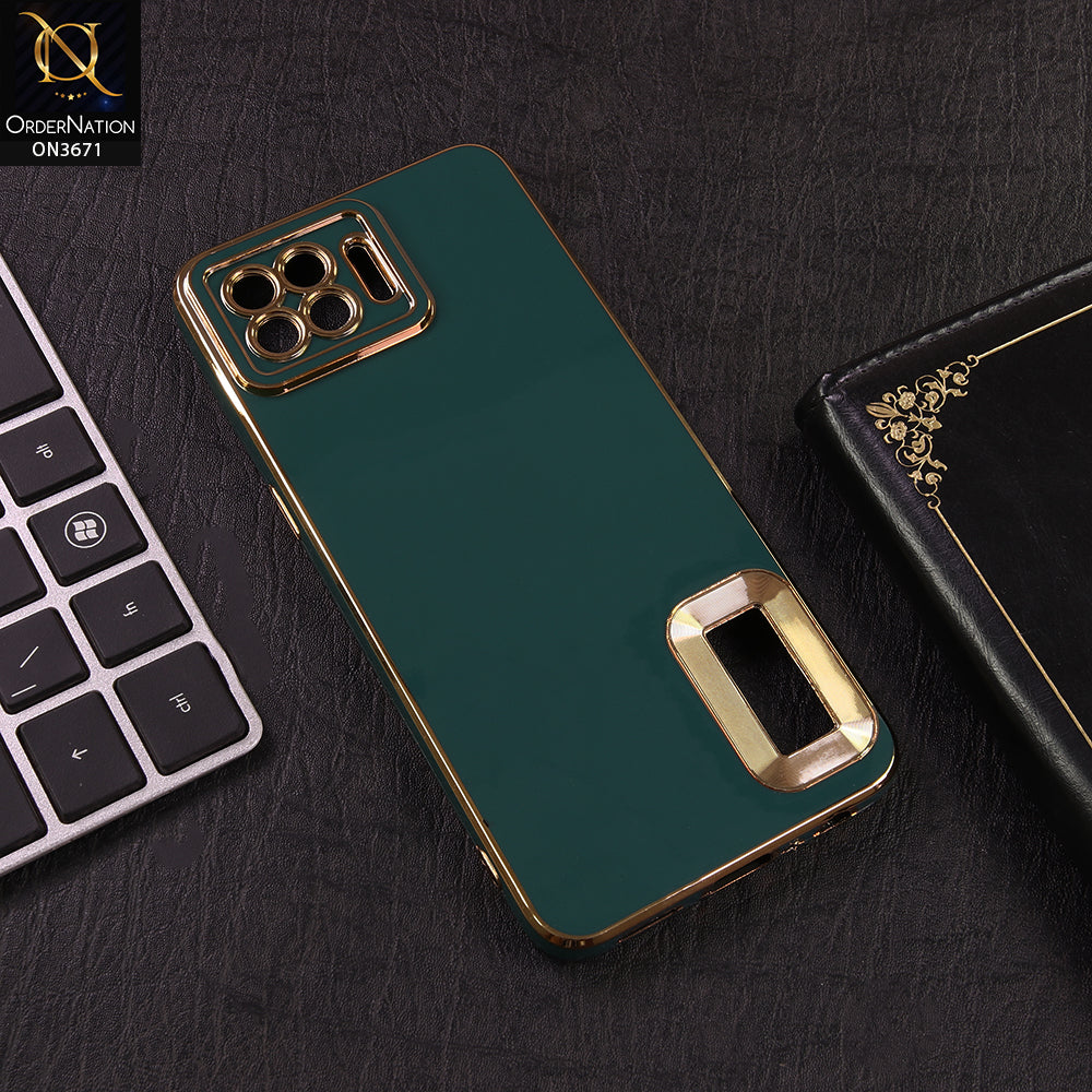 Oppo F17 Pro Cover - Green - All New Electroplating Borders With Logo Hole Protective Soft Silicon Case