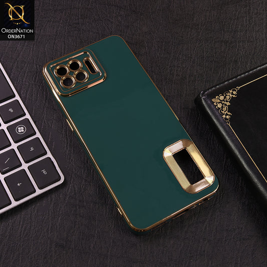 Oppo A93 Cover - Green - All New Electroplating Borders With Logo Hole Protective Soft Silicon Case
