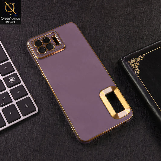 Oppo A93 Cover - Purple - All New Electroplating Borders With Logo Hole Protective Soft Silicon Case