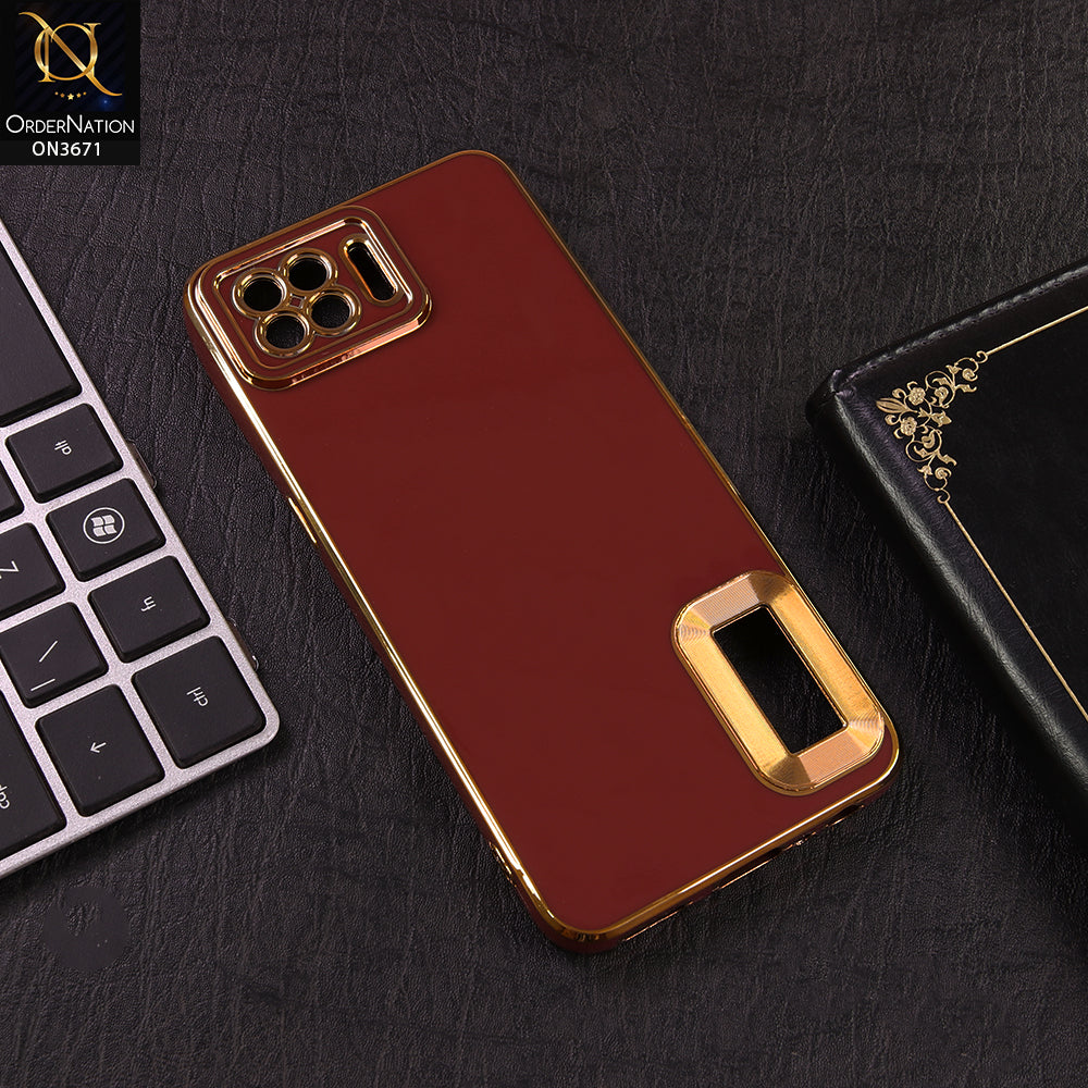 Oppo A93 Cover - Red - All New Electroplating Borders With Logo Hole Protective Soft Silicon Case