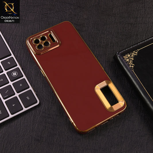 Oppo A93 Cover - Red - All New Electroplating Borders With Logo Hole Protective Soft Silicon Case