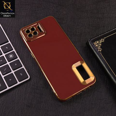 Oppo A93 Cover - Red - All New Electroplating Borders With Logo Hole Protective Soft Silicon Case