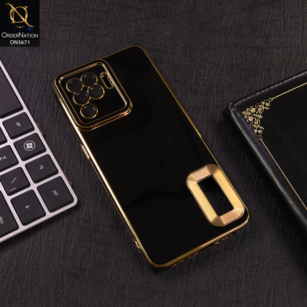 Oppo Reno 5F Cover - Black - All New Electroplating Borders With Logo Hole Protective Soft Silicon Case