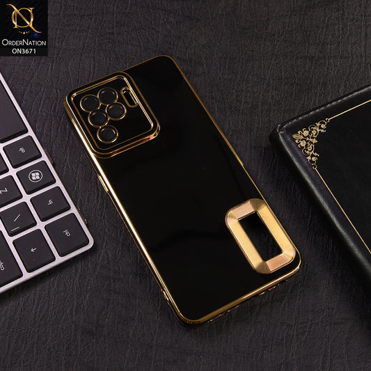 Oppo Reno 5 Lite Cover - Black - All New Electroplating Borders With Logo Hole Protective Soft Silicon Case