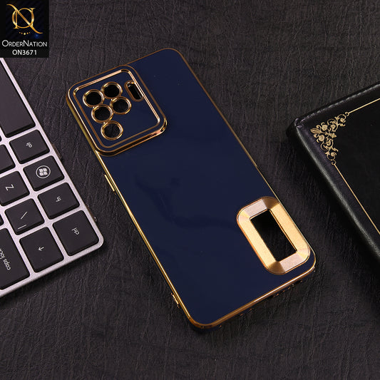 Oppo Reno 5 Lite Cover - Blue - All New Electroplating Borders With Logo Hole Protective Soft Silicon Case