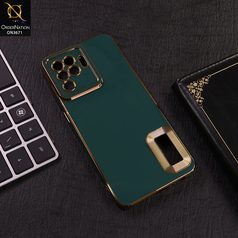 Oppo A94 Cover - Green - All New Electroplating Borders With Logo Hole Protective Soft Silicon Case