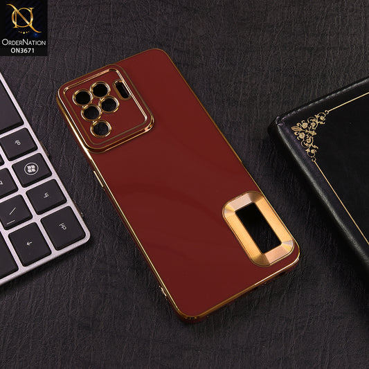 Oppo Reno 5 Lite Cover - Red - All New Electroplating Borders With Logo Hole Protective Soft Silicon Case
