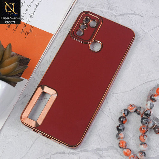 Infinix Hot 9 Play Cover - Maroon - All New Electroplating Borders With Logo Hole Protective Soft Silicon Case