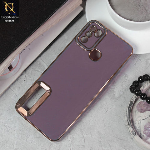 Infinix Hot 9 Play Cover - Mauve - All New Electroplating Borders With Logo Hole Protective Soft Silicon Case