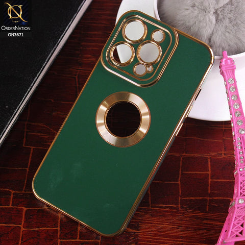 iPhone 13 Pro Cover - Green - All New Electroplating Borders With Logo Hole Protective Soft Silicon Case