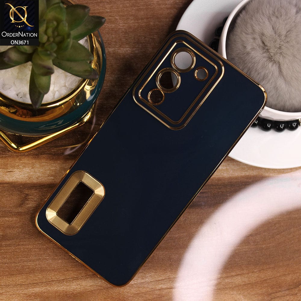 Infinix Note 12 G96 Cover - Blue - All New Electroplating Borders With Logo Hole Protective Soft Silicon Case