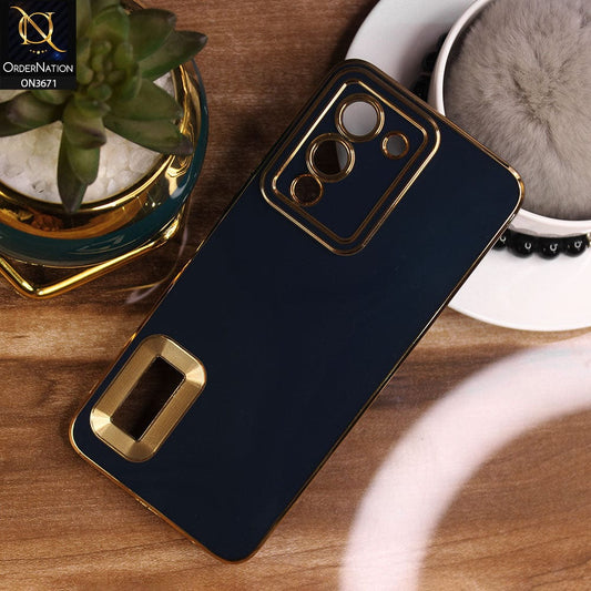 Infinix Note 12 G96 Cover - Blue - All New Electroplating Borders With Logo Hole Protective Soft Silicon Case