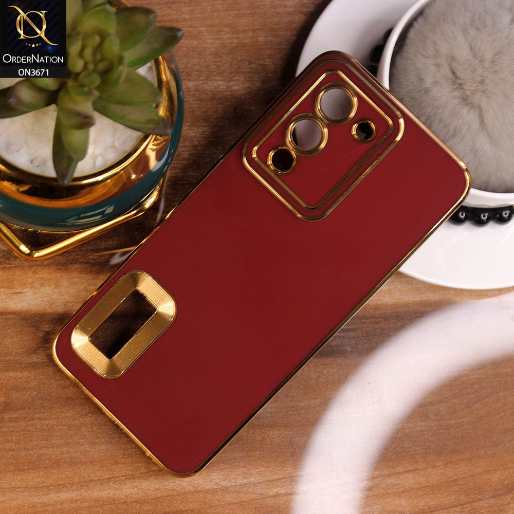 Infinix Note 12 G96 Cover - Maroon - All New Electroplating Borders With Logo Hole Protective Soft Silicon Case