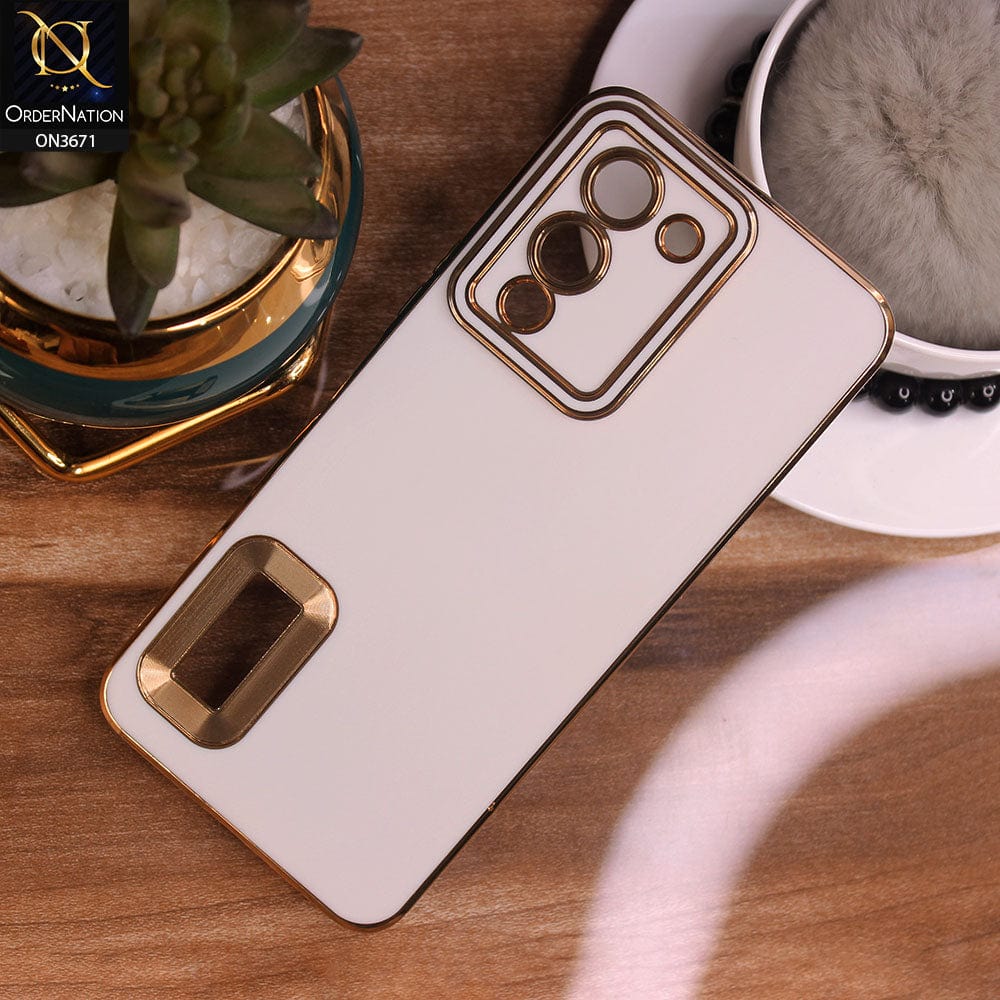 Infinix Note 12 G96 Cover - White - All New Electroplating Borders With Logo Hole Protective Soft Silicon Case