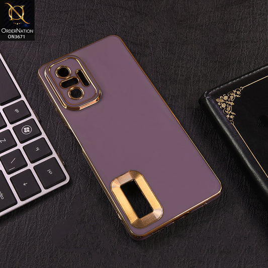 Xiaomi Redmi Note 10 Pro Max Cover - Purple - All New Electroplating Borders With Logo Hole Protective Soft Silicon Case