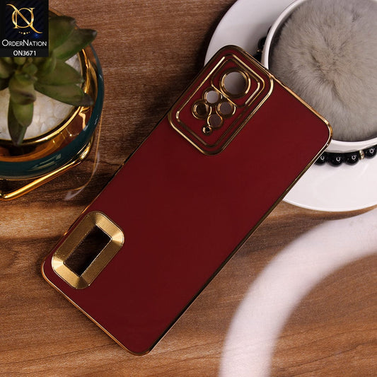 Xiaomi Redmi Note 11 Pro Cover - Maroon - All New Electroplating Borders With Logo Hole Protective Soft Silicon Case