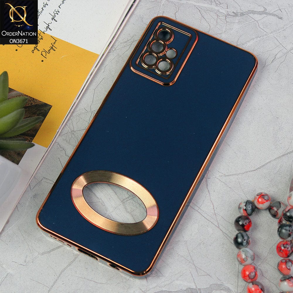 Samsung Galaxy A51 Cover - Blue - All New Electroplating Borders With Logo Hole Protective Soft Silicon Case