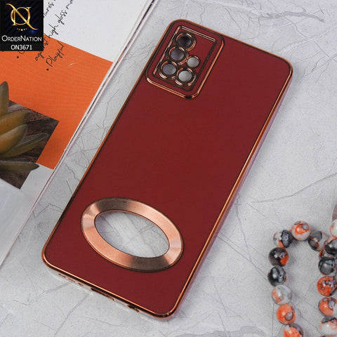 Samsung Galaxy A51 Cover - Maroon - All New Electroplating Borders With Logo Hole Protective Soft Silicon Case