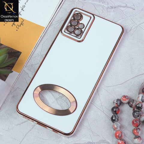 Samsung Galaxy A51 Cover - White - All New Electroplating Borders With Logo Hole Protective Soft Silicon Case