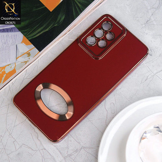 Samsung Galaxy A72 Cover - Maroon - All New Electroplating Borders With Logo Hole Protective Soft Silicon Case