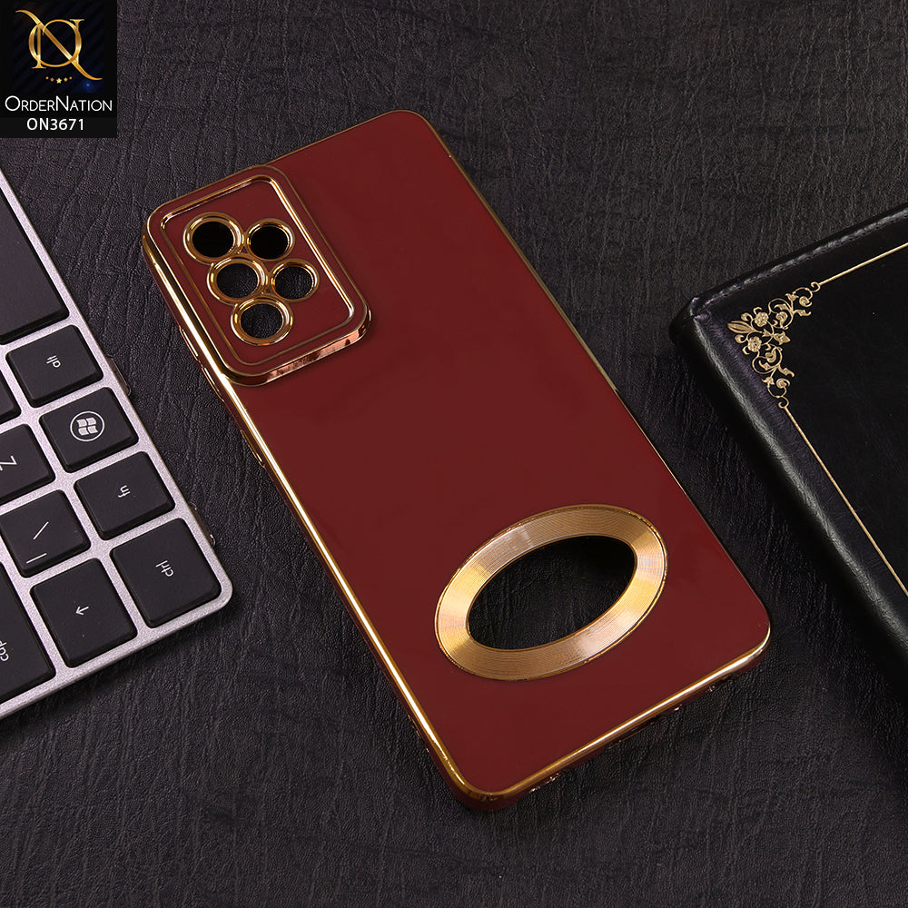 Samsung Galaxy A72 Cover - Red - All New Electroplating Borders With Logo Hole Protective Soft Silicon Case