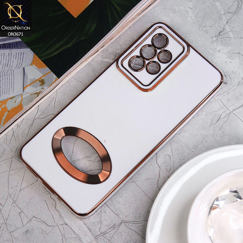Samsung Galaxy A72 Cover - White - All New Electroplating Borders With Logo Hole Protective Soft Silicon Case