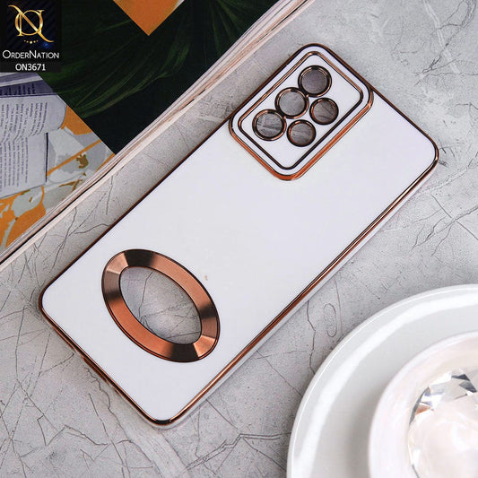 Samsung Galaxy A72 Cover - White - All New Electroplating Borders With Logo Hole Protective Soft Silicon Case
